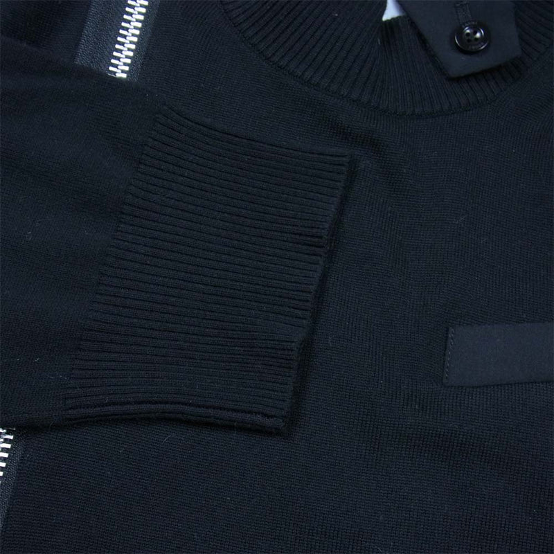 Sacai サカイ 21-25553M WOOL KNIT X SUITING JACKET ウール ニット スーティング 切替 ライダース  ジャケット ブラック系 4【美品】【中古】