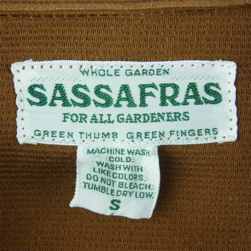 SASAFRAS ササフラス Gardener jacket Karesey ガーデナー ジャケット コットン 日本製 ブラウン系 S【美品