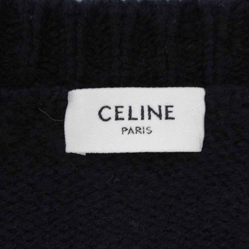 CELINE セリーヌ 21SS 2A04L714M 国内正規品 マウスロゴ 刺繍 ルーズ クルーネック セーター ニット ブラック系 S【中古】