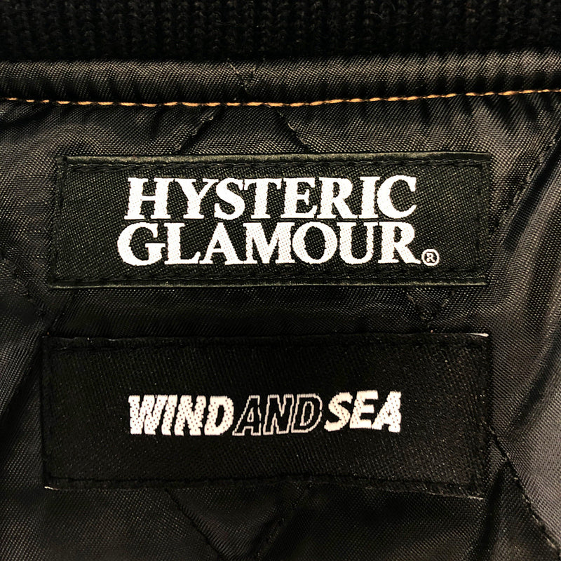 HYSTERIC GLAMOUR ヒステリックグラマー × WIND AND SEA ウィンダンシー 20AW WDS-HYS-2-01  STADIUM JUMPER LEOPARD レオパード レザー切替 スタジアム ジャンパー ブルゾン スタジャン バーシティジャケット ヒョウ柄系 