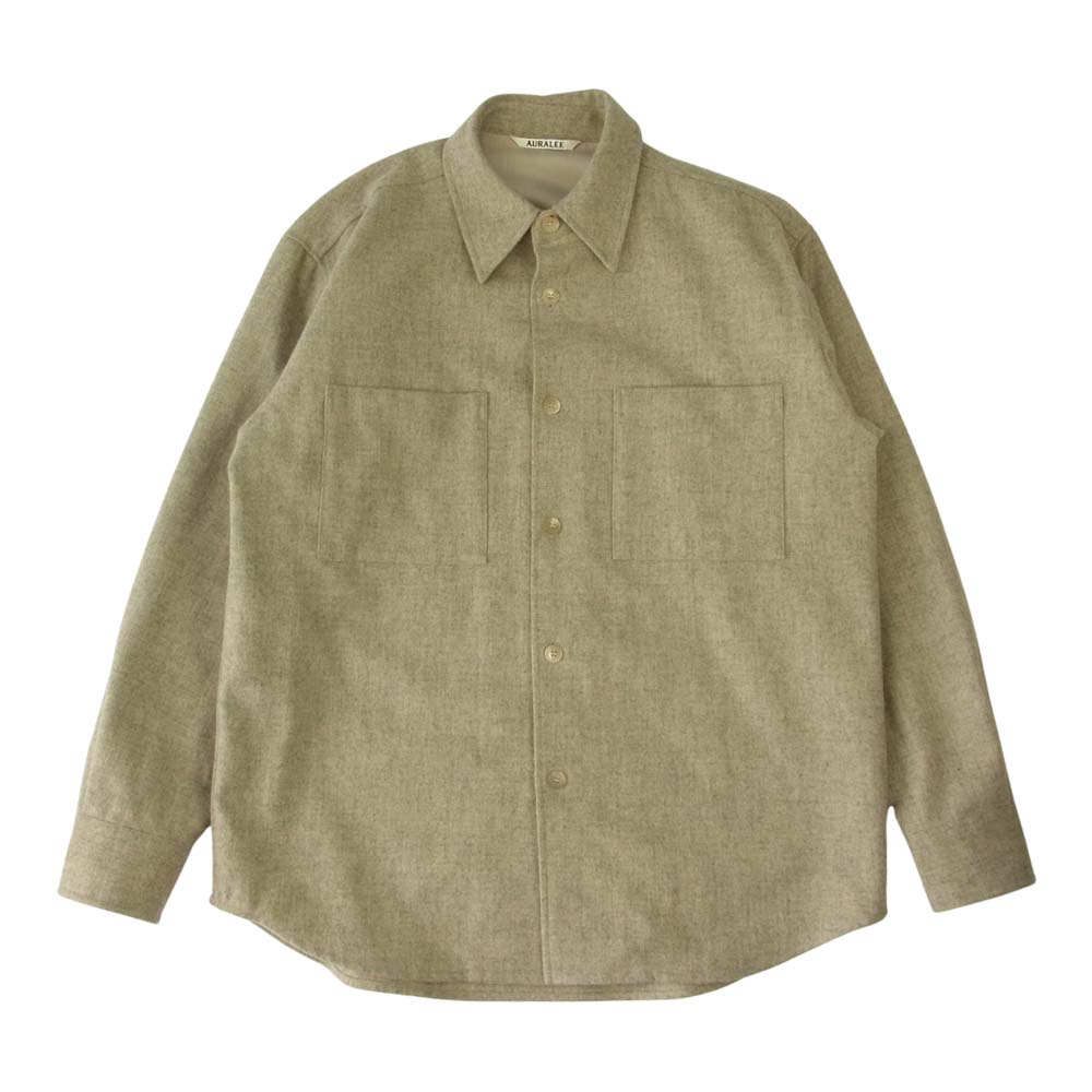 AURALEE オーラリー 21AW A21AS01LH SUPER MILLED SHETLAND WOOL SHIRTS シェットランド ウール  シャツ グレー系 3【美品】【中古】