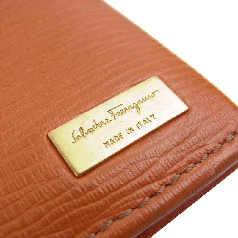 Salvatore Ferragamo サルヴァトーレフェラガモ レザー 長財布 札入れ オレンジ系【中古】