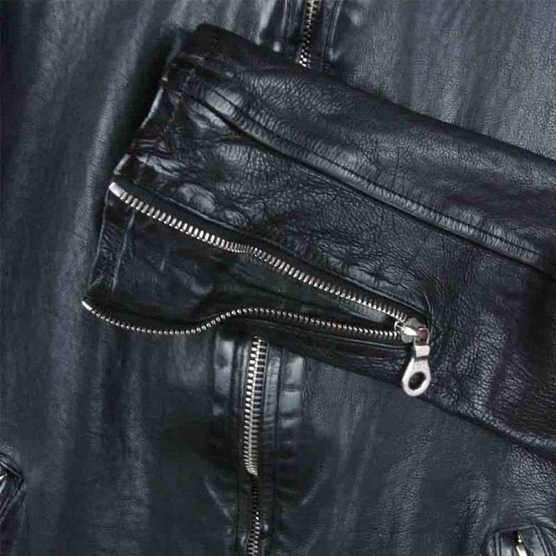 ISAMUKATAYAMA BACKLASH イサムカタヤマバックラッシュ 1498-02 JAPANESE CALF LEATHER JAKET  ジャパンカーフ 製品染め レザー シングル ライダース ジャケット ブラック系 M 2【中古】