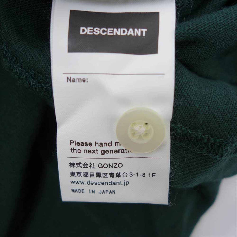 DESCENDANT ディセンダント 18SS 181ATDS-CSM09 PADDLE POLO LS パドル 長袖 ポロシャツ ラガーシャツ  グリーン系 2【新古品】【未使用】【中古】