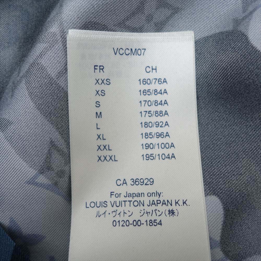 LOUIS VUITTON ルイ・ヴィトン 国内正規品 モノグラム シルク カモ 迷彩 シャツ ネイビー系 M【美品】【中古】