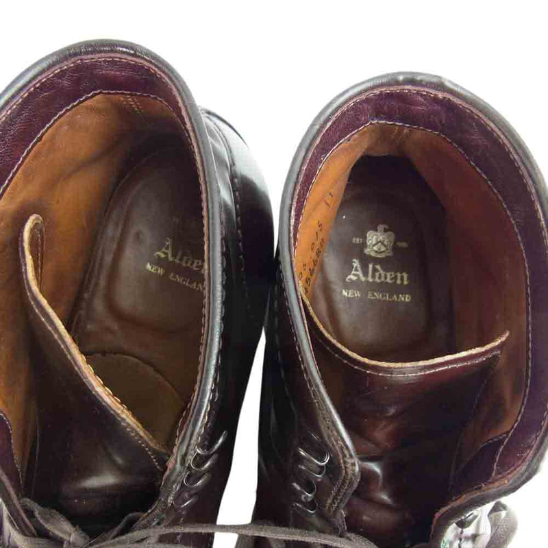 ALDEN オールデン 45668 SHELL CORDOVAN シェルコードバン モディファイド レースアップ プレーントゥ ブーツ  ダークブラウン系 9 1/2【中古】