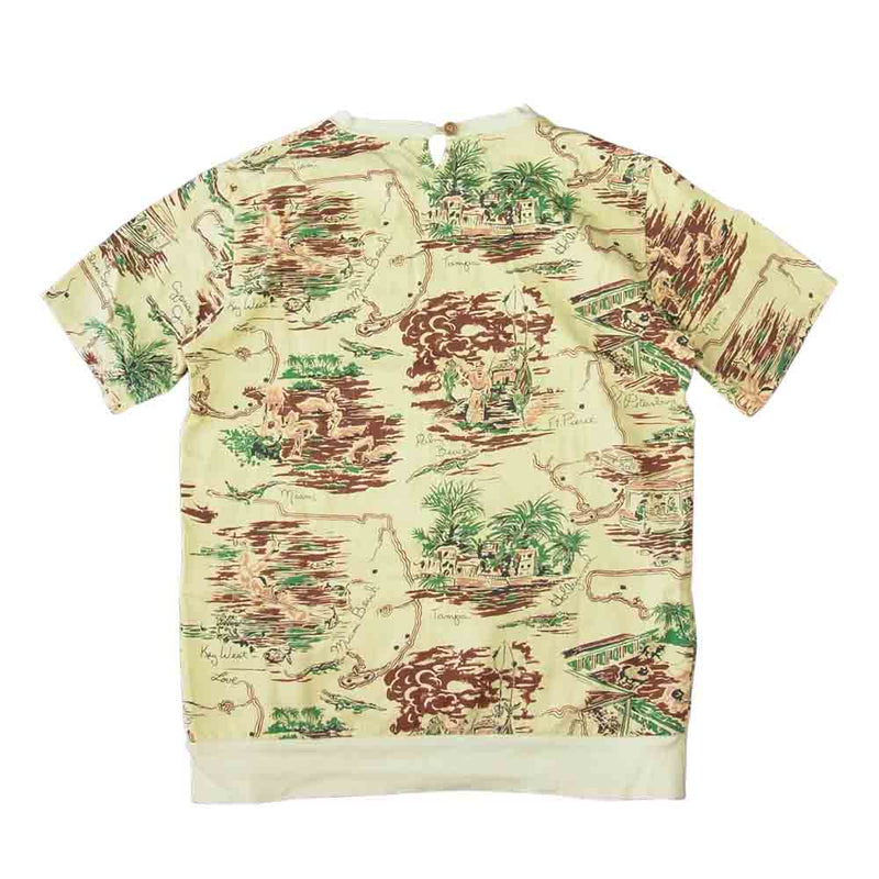 VISVIM ビズビム 15SS 0115105011014 SHAHEEN T-SHIRT SUNSHINE S/S (C/R) シャヘーン  サンシャイン 総柄 半袖裾リブ ポケット Tシャツ ベージュ系 1【中古】