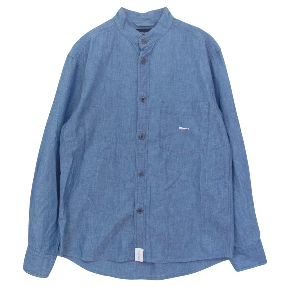 DESCENDANT ディセンダント NORMAN STAND COLLAR LS SHIRT スタンドカラー ノーカラー シャツ ブルー系 2【中古】