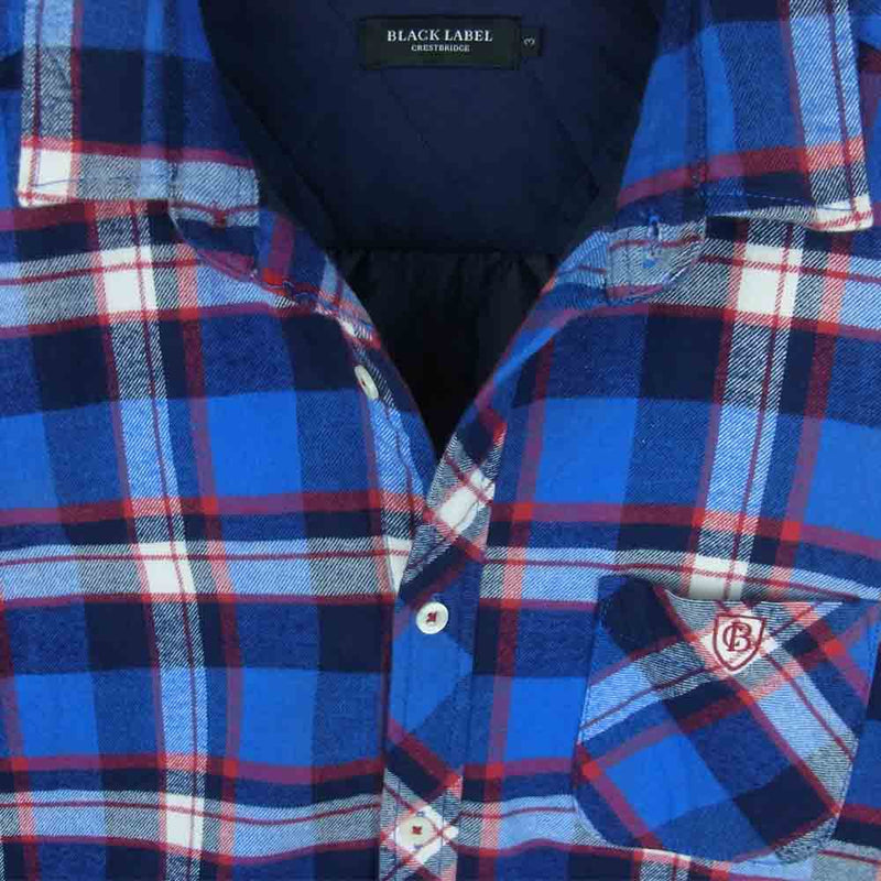 ブラックレーベル クリストブリッジ 51M22-221-25 中綿 裏地キルティング ロゴ刺繍 チェック ネルシャツ ジャケット ブルー系