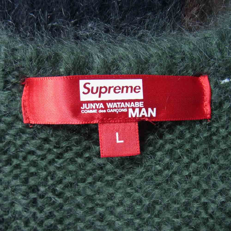 Supreme シュプリーム × JUNYA WATANABE COMME des GARCONS MAN 21AW Brushed Camo  Sweater ジュンヤワタナベ コムデギャルソン モヘア混 カモ セーター ニット グリーン系 L【美品】【中古】