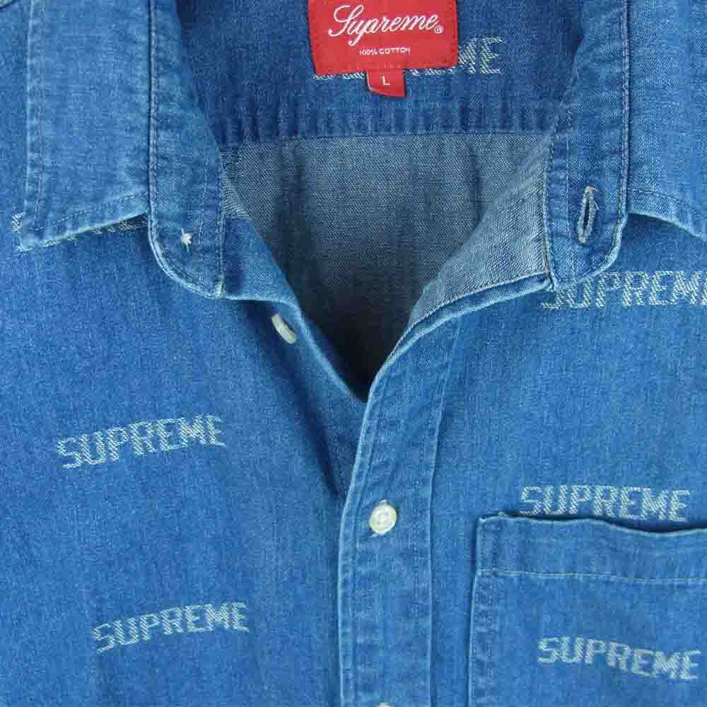 評価 SUPREME 21AW アップリケデニムシャツ 長袖 M ブルー asakusa.sub.jp