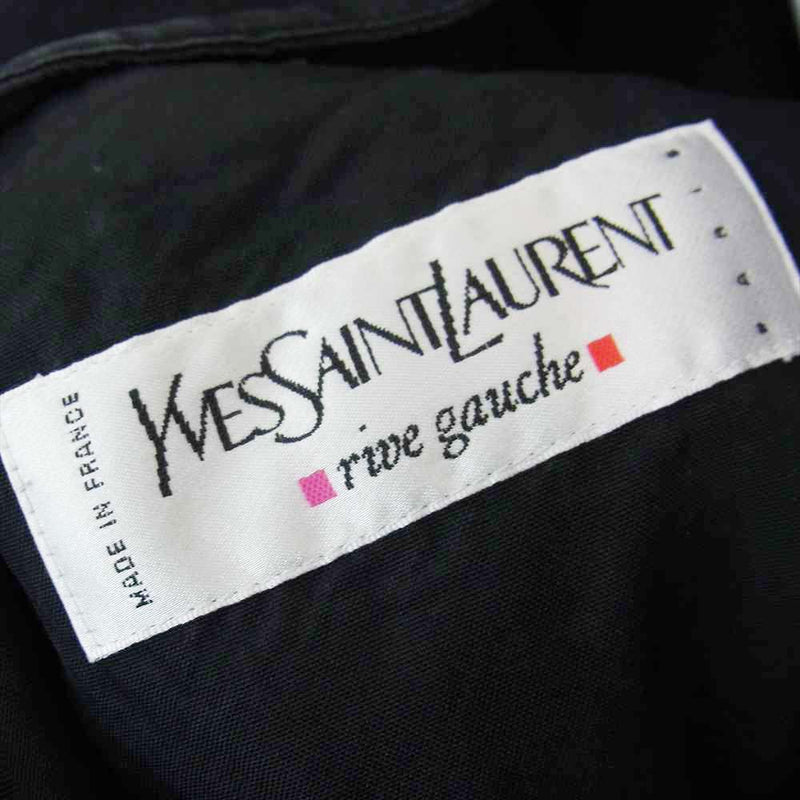 Yves Saint Laurent rive gauche イヴサンローランリヴゴーシュ 国内正規品 バスストップタグ フランス製 シルク100％  フーデッド コート ブラック系 50【中古】