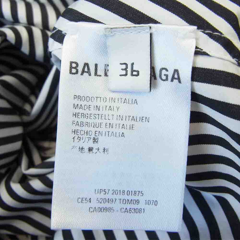 BALENCIAGA バレンシアガ バレンシアガジャパンタグ 520497 TDM09 バックロゴプリント ニュースイング ストライプ 長袖 シャツ  ブラック系 ホワイト系 36【美品】【中古】