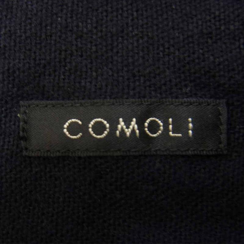 COMOLI コモリ 21AW U03-02003 カシミヤ 和紙 ワーク シャツ ネイビー系 2【美品】【中古】