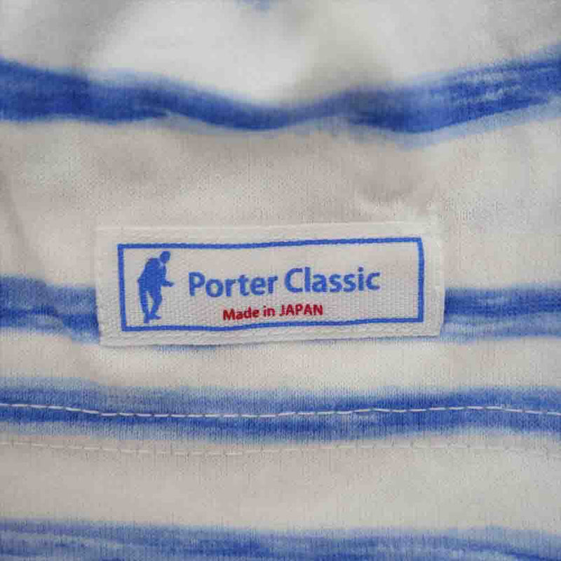 PORTER CLASSIC ポータークラシック ARTIST BORDER TURTLENECK T-SHIRT アーティストボーダー  タートルネック Tシャツ ホワイト系 ブルー系 M【中古】