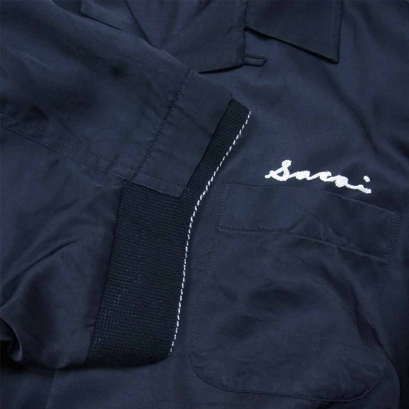 Sacai サカイ 22SS 22-02792M Cotton Twill Bowling Shirt コットン ツイル ボウリング 半袖 シャツ  ブラック系 1【極上美品】【中古】