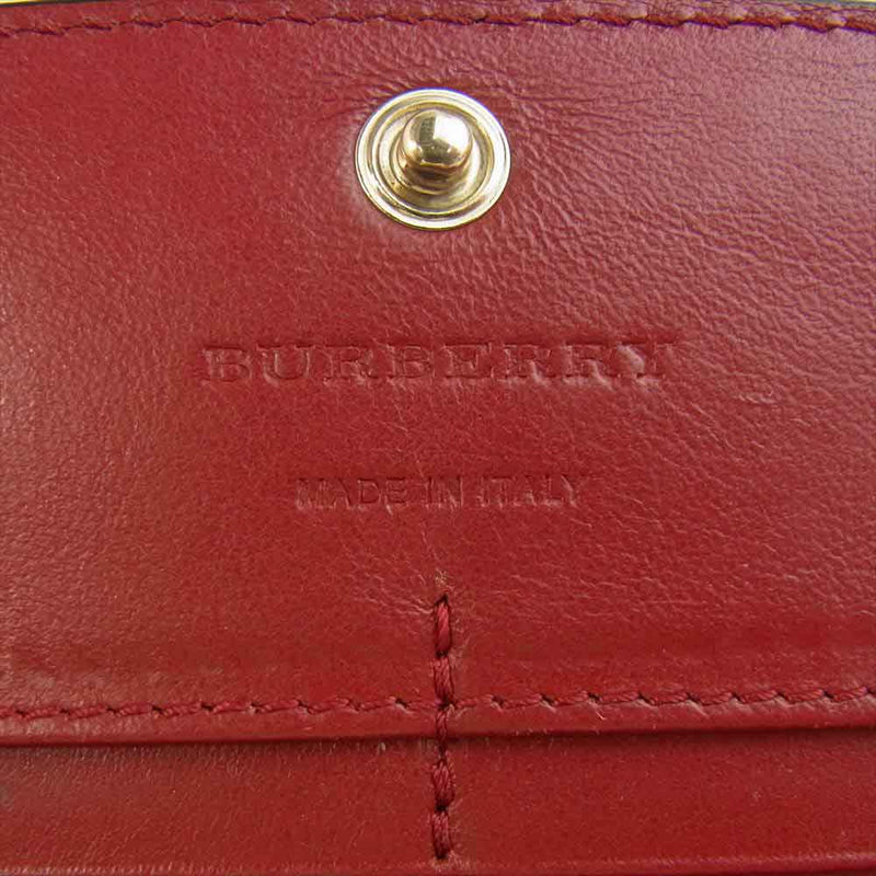 バーバリーBURBERRY レディース チェック 長財布 ウォレット CORAL-RED