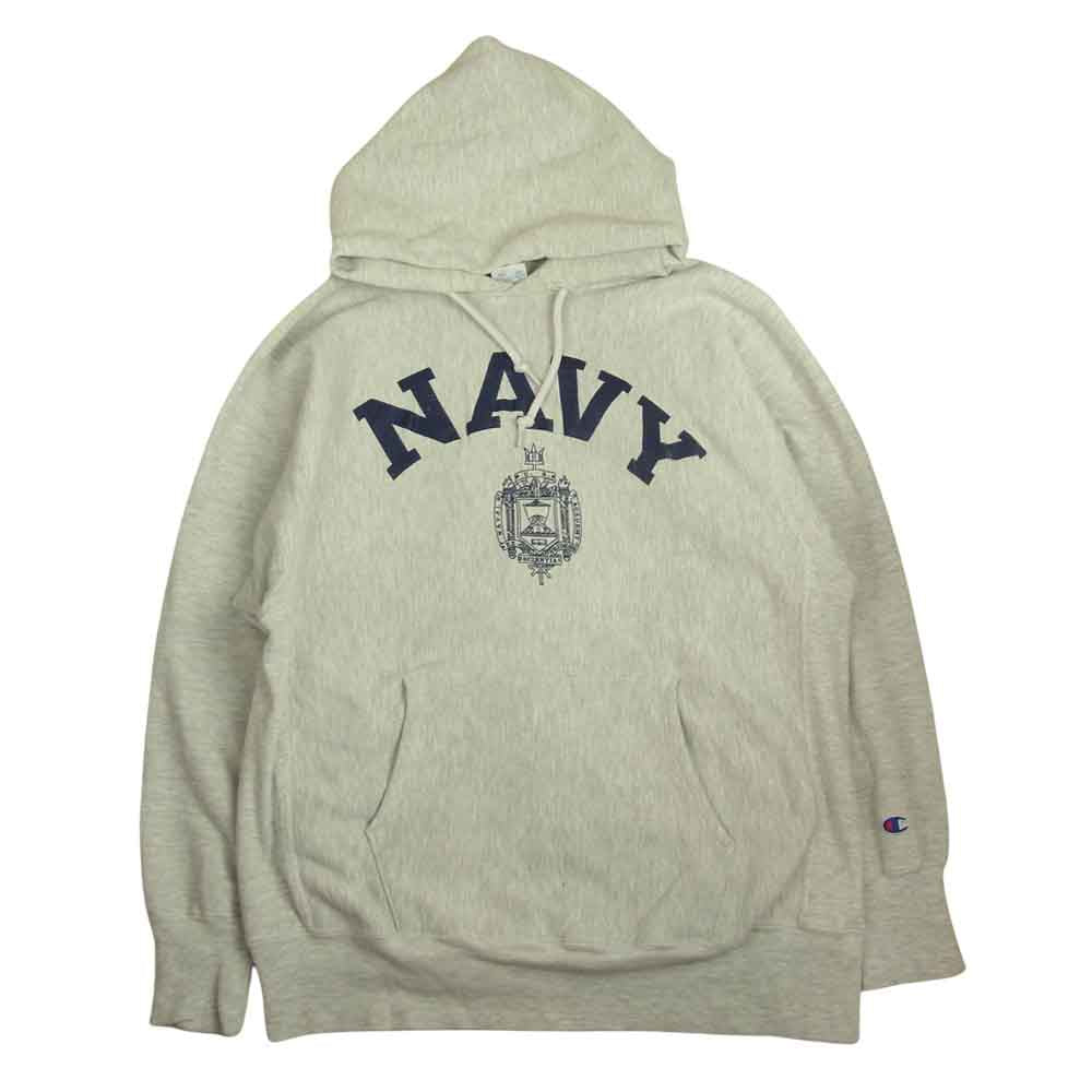 Champion チャンピオン ヴィンテージ USA製 90s 刺繍タグ REVERSE WEAVE U.S.NAVY リバースウィーブ ネイビー  スウェット パーカー グレー系 XL【中古】