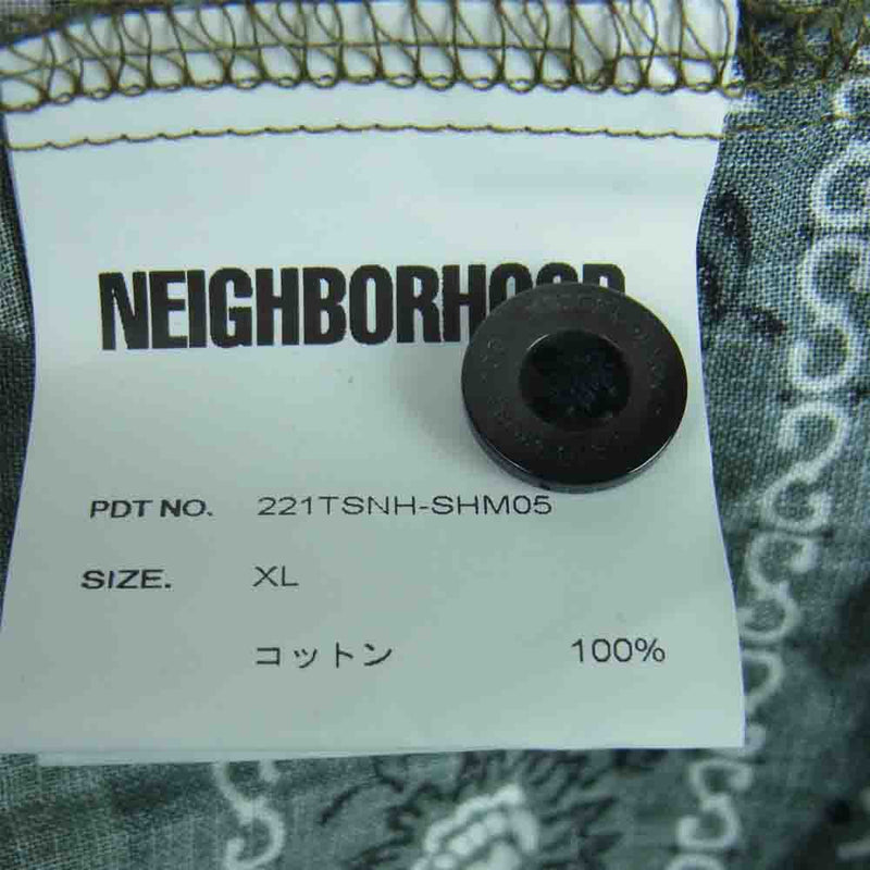 NEIGHBORHOOD ネイバーフッド 22SS 221TSNH-SHM05 BANDANA CHOPPED / C-SHIRT SS バンダナ  オープンカラー 半袖 シャツ カーキ系 XL【極上美品】【中古】