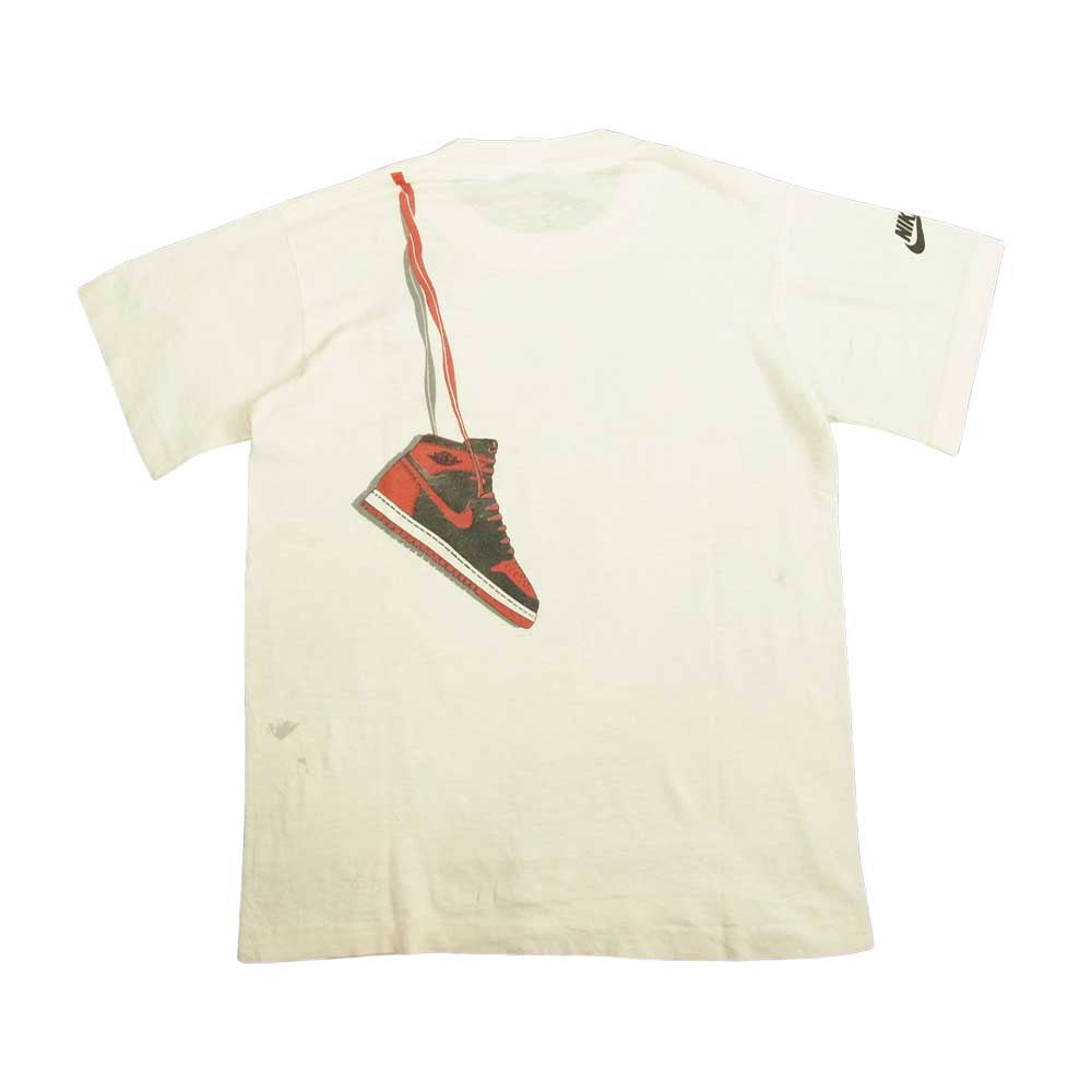 NIKE ナイキ ヴィンテージ USA製 80s 紺タグ YOUTH'S ユース 子供用 肩掛けナイキ エアジョーダン Tシャツ ホワイト系 L【中古】