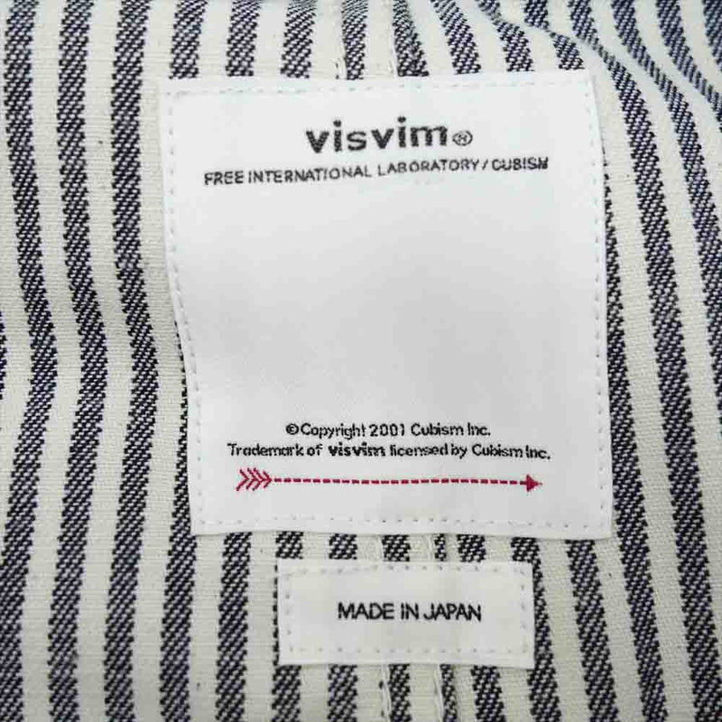 VISVIM ビズビム 22SS 0122105006005 SS COVERALL HICKORY UNWASHED ヒッコリー カバーオール  ストライプ 3【新古品】【未使用】【中古】