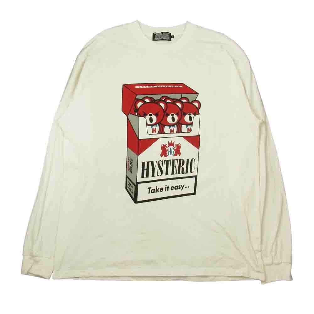 HYSTERIC GLAMOUR ヒステリックグラマー 02213CT10 TAKE IT EASY ベア タバコ Tシャツ 長袖 ホワイト系  L【中古】