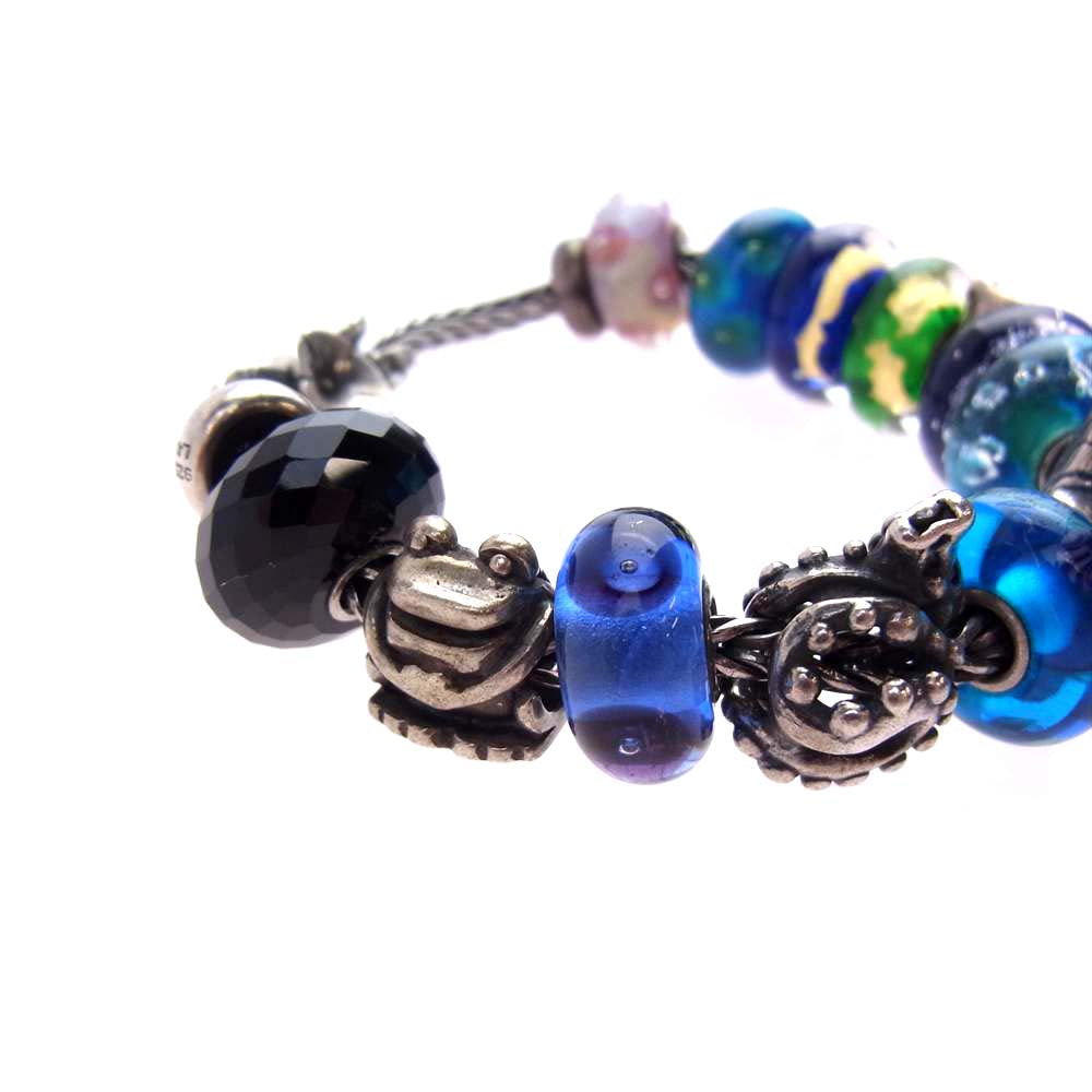 反物 浴衣 トロールビーズ Trollbeads ブレスレット ブルー ビーズ