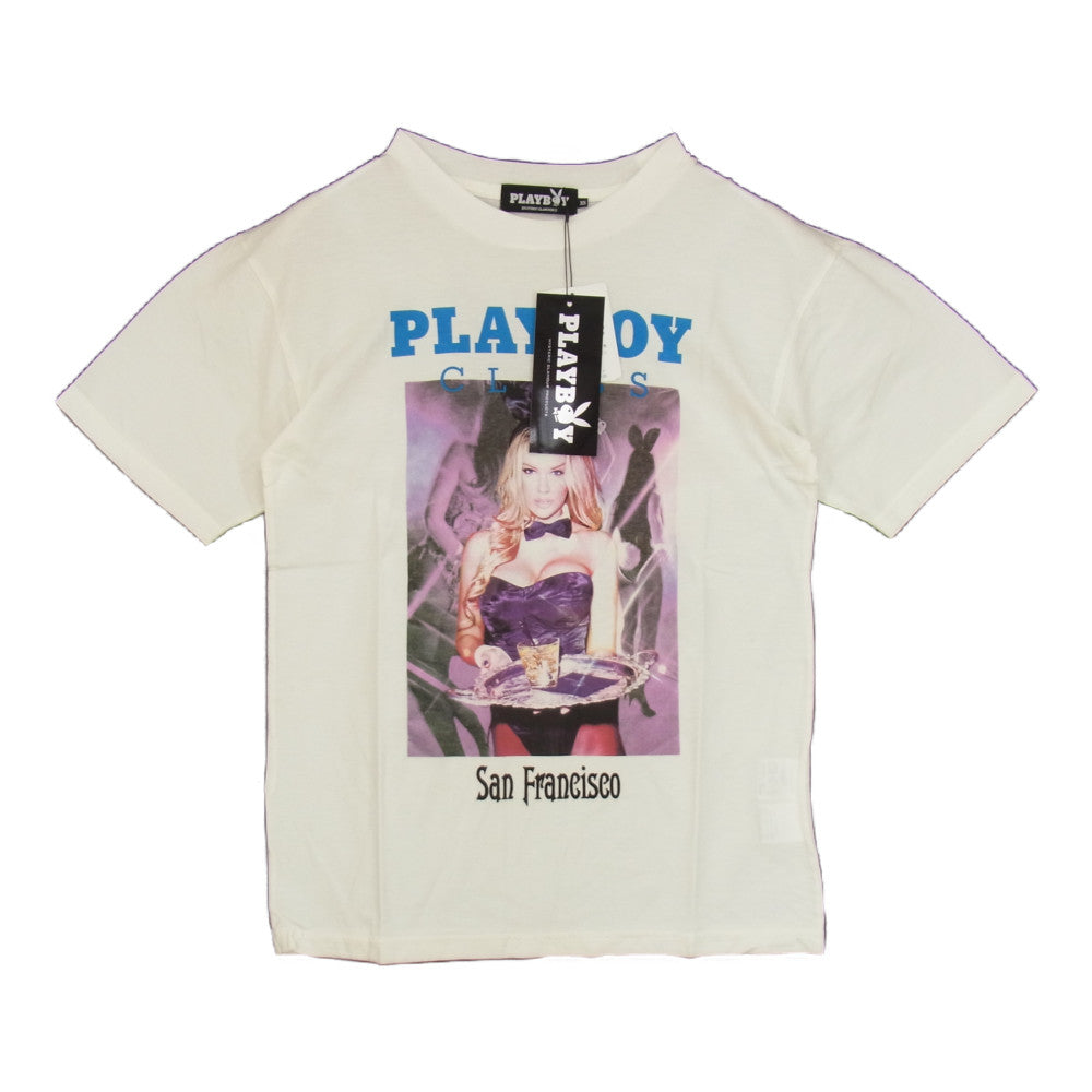 HYSTERIC GLAMOUR ヒステリックグラマー × PLAYBOY プレイボーイ 12171CT04 バニー プリント Tシャツ ホワイト系  XS【新古品】【未使用】【中古】