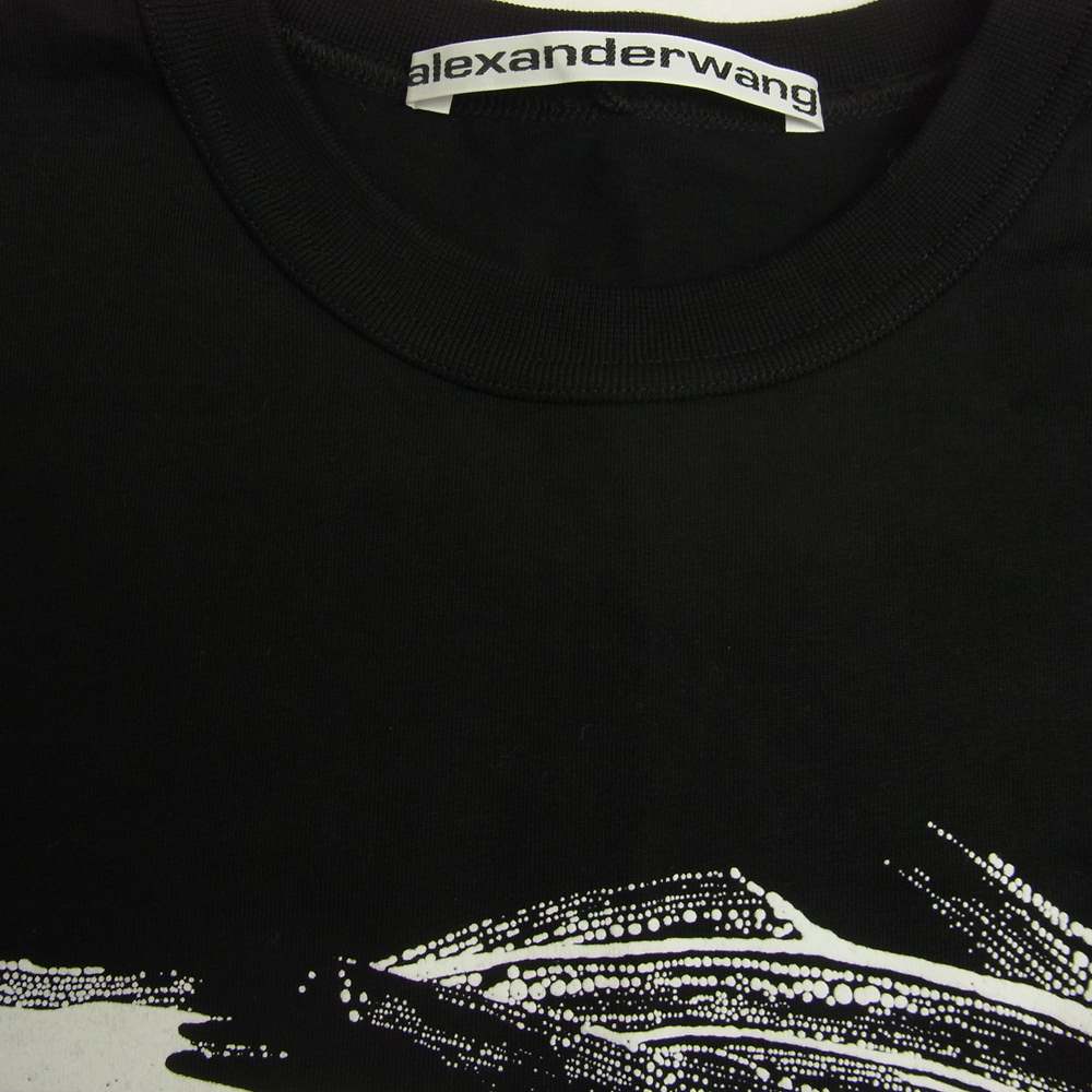 Alexander Wang アレキサンダーワン LONG SLEEVE TEE WITH SOAP SUDS PRINT ロングスリーブ ウィズ  ソープサッズ ロゴプリント ペンキ 長袖 Tシャツ ブラック系 XS【中古】