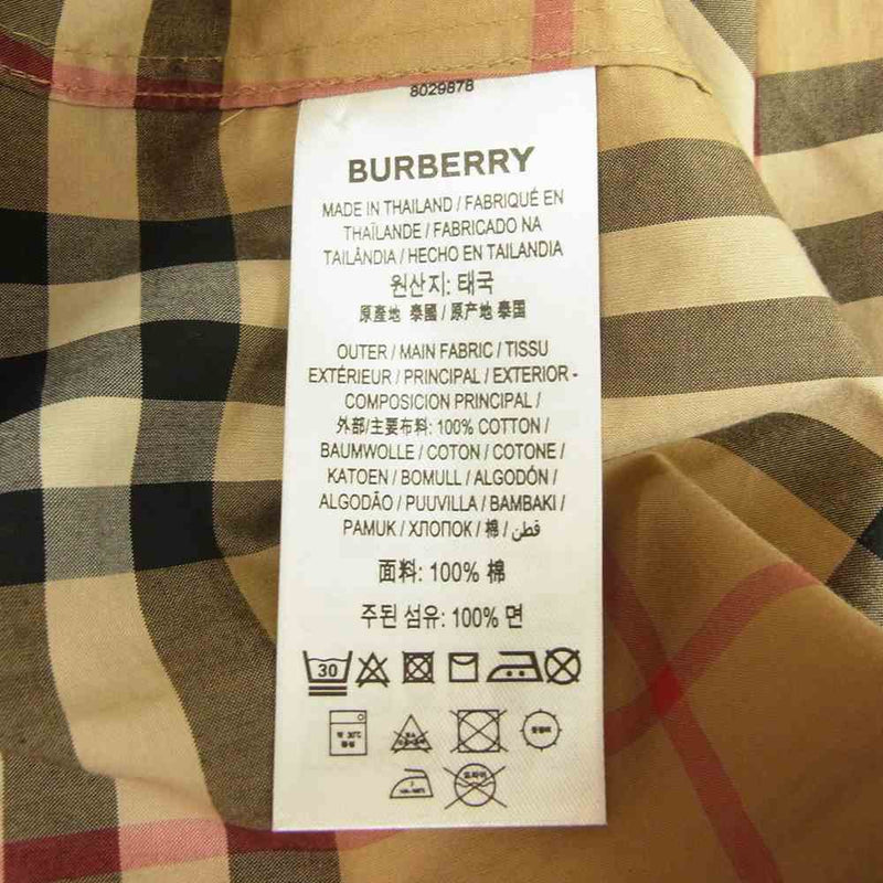 BURBERRY LONDON バーバリー ロンドン 8029878 国内正規品 袖ロゴ アームロゴプリント ノバチェック 長袖 シャツ ベージュ系  XS【中古】