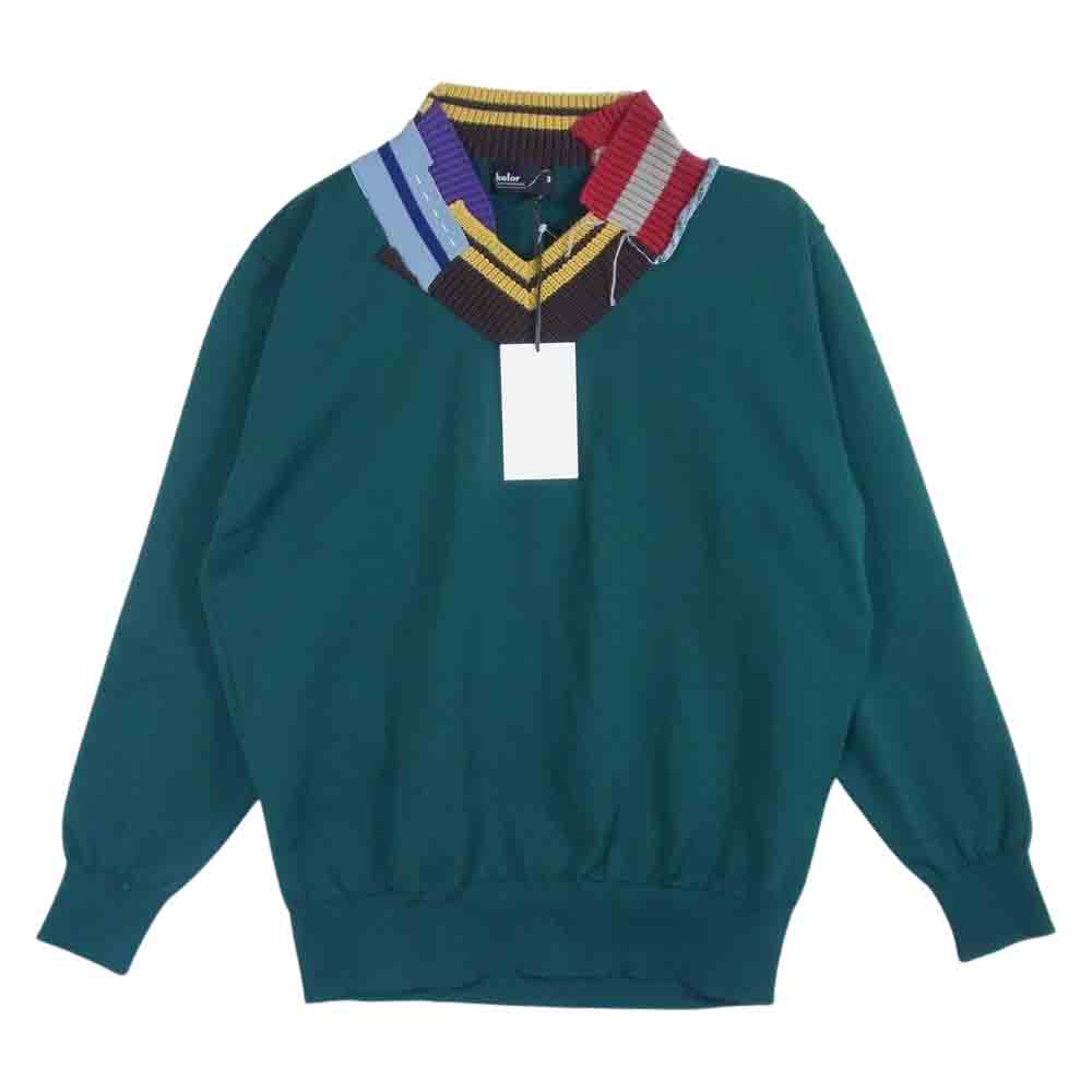 kolor カラー 22SS 22SCM-N03301 contrast-collar knit jumpe コントラスト セーター グリーン系  3【新古品】【未使用】【中古】