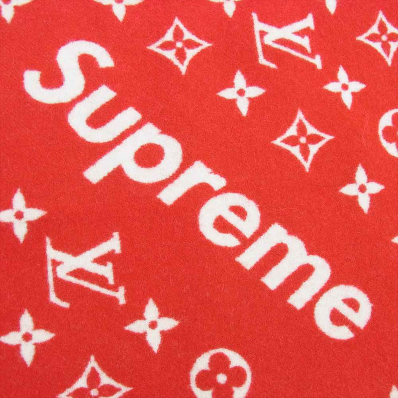 Supreme シュプリーム 17AW MP1890 LOUIS VUITTON Monogram Scarf ルイヴィトン モノグラム スカーフ  カシミヤ混 マフラー レッド系【極上美品】【中古】