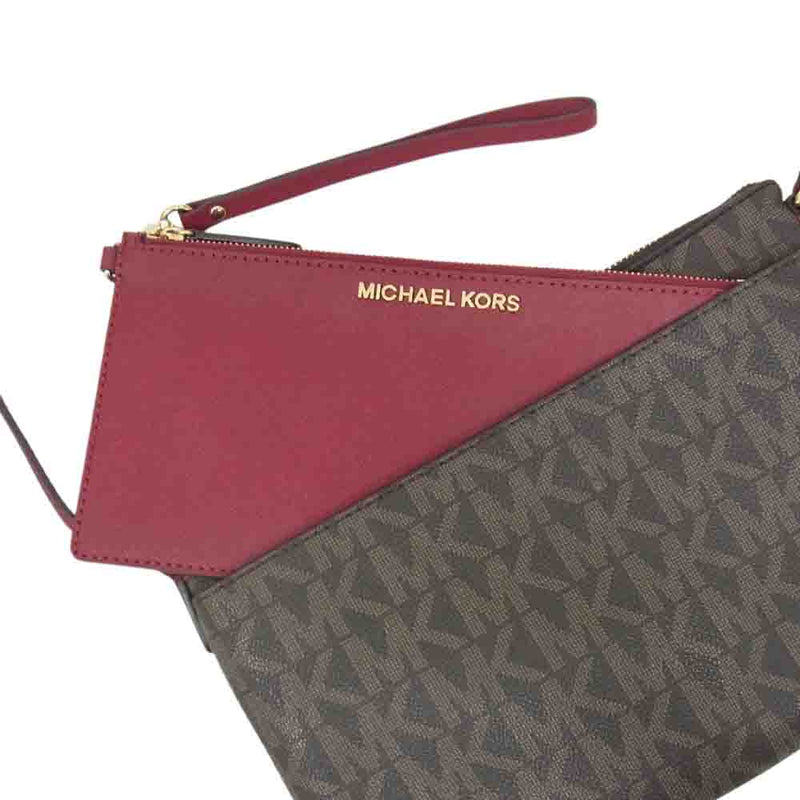 Michael Kors マイケルコース 35H7GTVM3B ロゴ 総柄 斜め掛け ショルダーバッグ ブラウン系 ワインレッド系【中古】