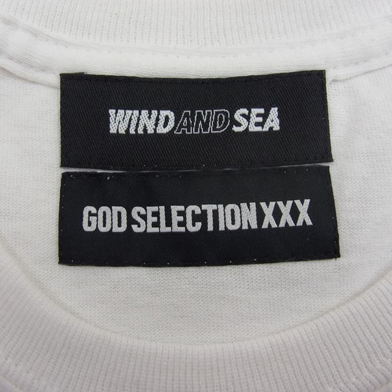 WIND AND SEA ウィンダンシー WDS-XXX-SP-09 × GOD SELECTION XXX ゴッドセレクション S/S  T-Shirt ロゴ 刺繍 半袖 Tシャツ ホワイト系 S【美品】【中古】