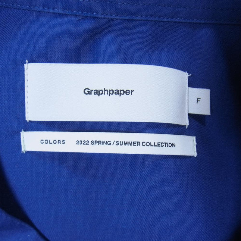 GRAPHPAPER グラフペーパー 22SS GM221-50199 ファインウール トロピカルオーバーサイズ バンドカラーシャツ ブルー系  F【中古】