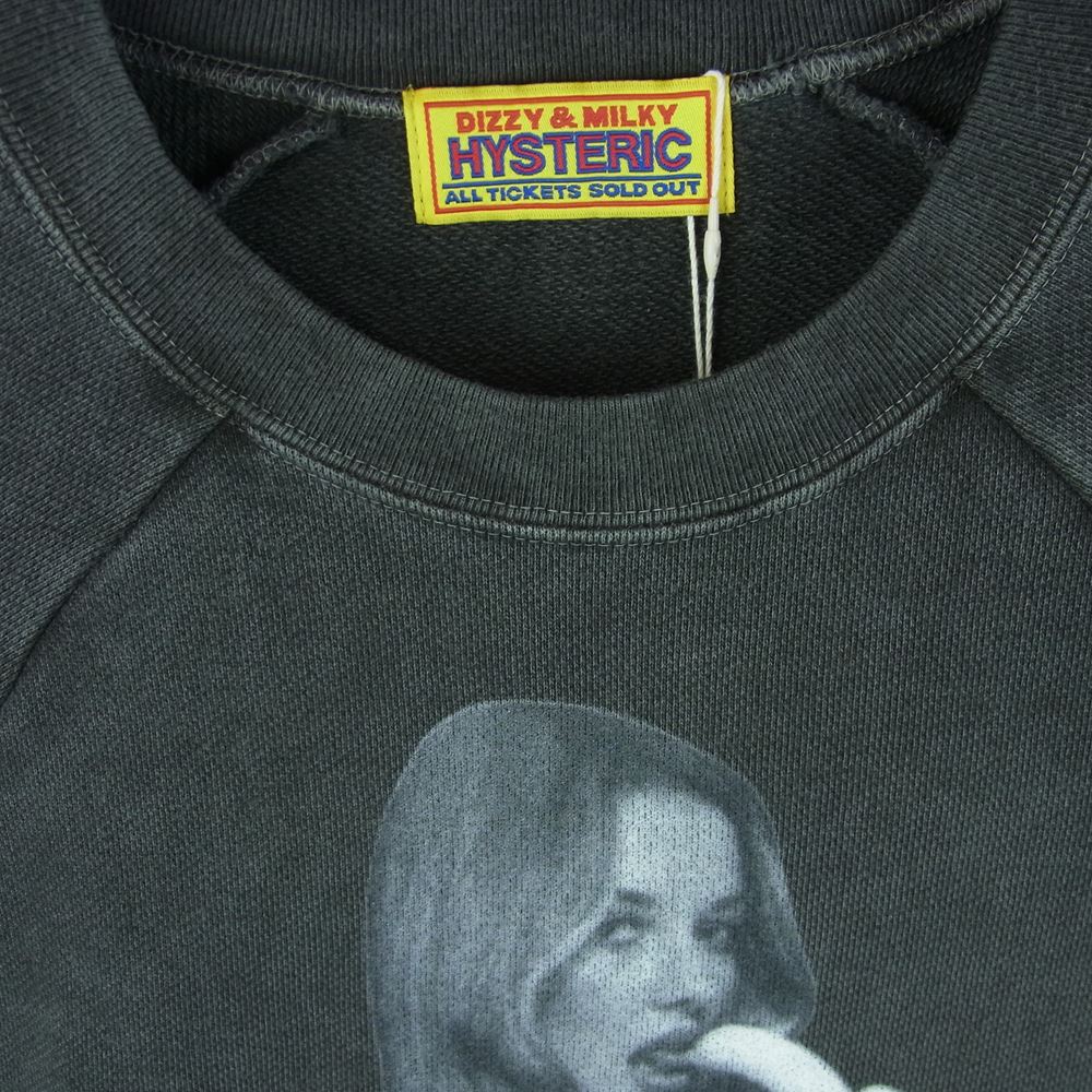 HYSTERIC GLAMOUR ヒステリックグラマー 01213CS10994 MORNING LUCK モーニング ラック オーバーサイズ  スウェット トレーナー CHARCOAL FREE【新古品】【未使用】【中古】