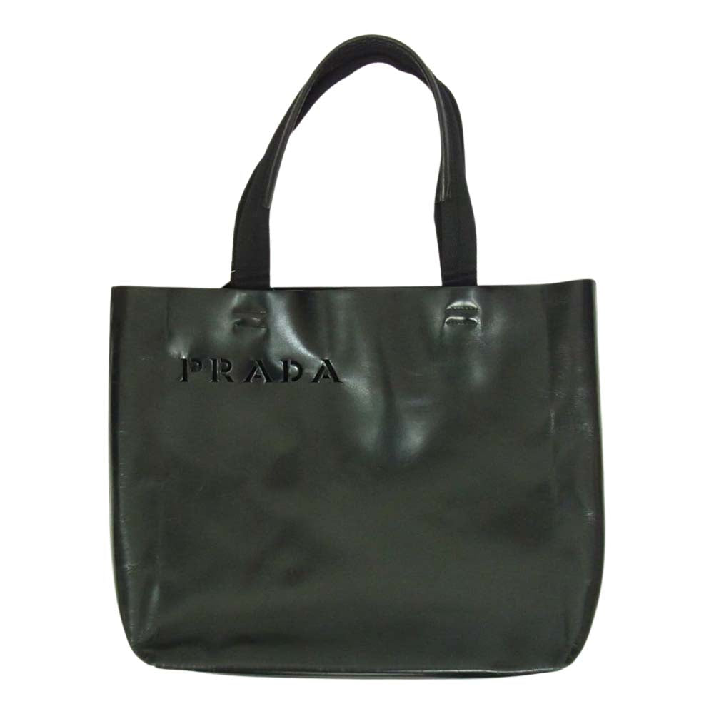 正規通販 PRADA プラダ レザー トートバッグ ブラック ecousarecycling.com