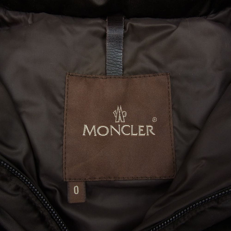 MONCLER モンクレール 茶タグ リアルファー ロング ダウン ジャケット ブラウン系【中古】