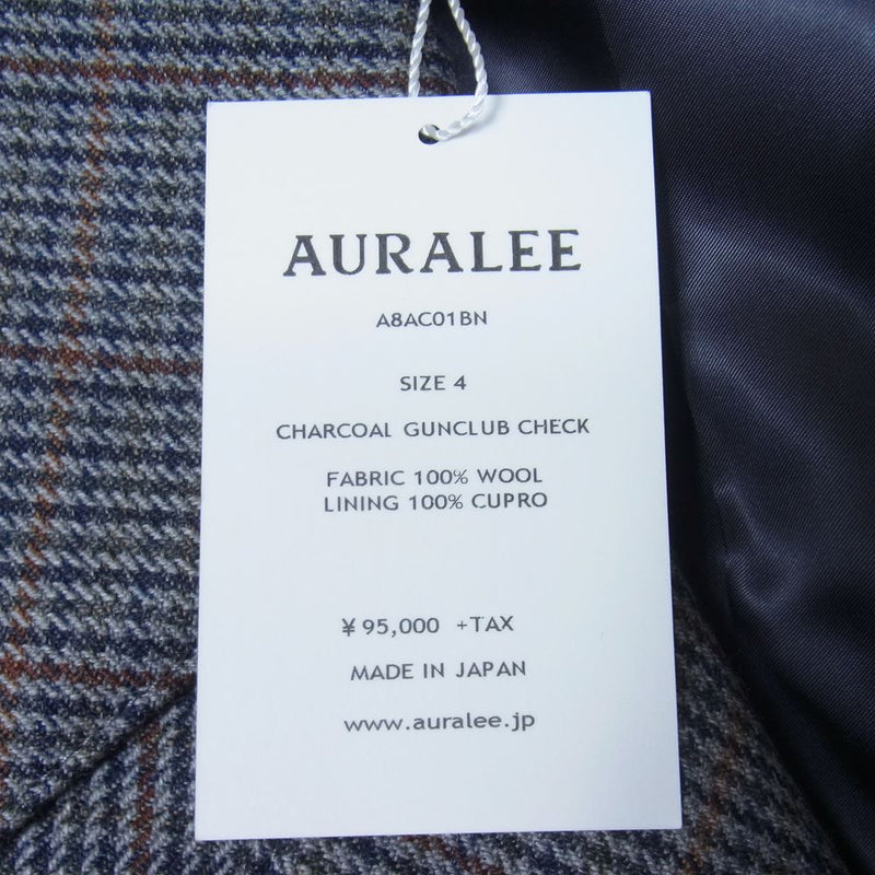 AURALEE オーラリー 18AW A8AC01BN DOUBLE FACE CHECK LONG COAT ダブルフェイス チェック ロング  コート グレー系 4【極上美品】【中古】