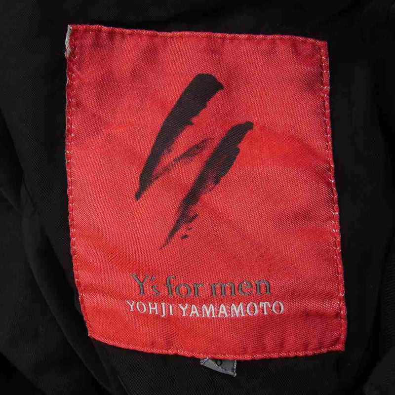 Yohji Yamamoto ヨウジヤマモト Y's for men ワイズフォーメン 赤タグ 赤ラベル MV-J52-077 MV-P54-077  製品染め コットン セットアップ ジャケット パンツ ブラック系 2【中古】