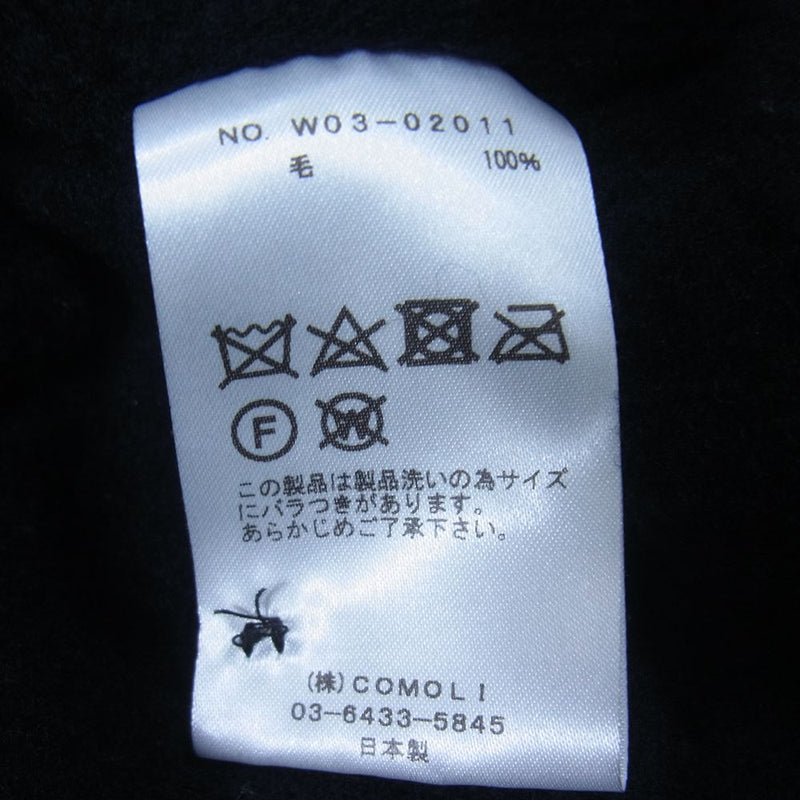 COMOLI コモリ 22AW W03-02011 縮絨ウール ハーフジップ シャツ ウール100％ ネイビー系 3【中古】