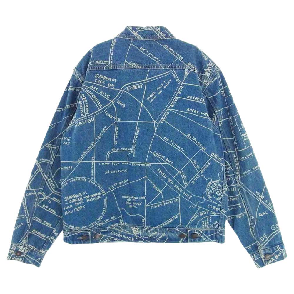 Supreme シュプリーム 19SS Gonz Map Work Jacket ゴンズ マップ ワーク フルジップ デニム ジャケット  インディゴブルー系 S【中古】