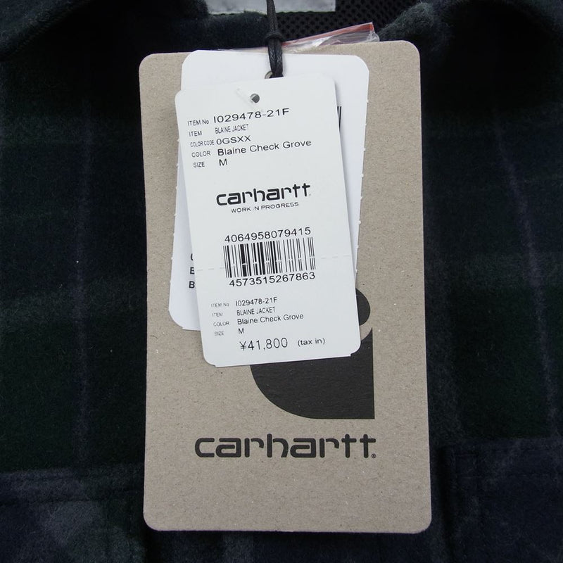 Carhartt カーハート ウール チェック スナップボタン カバーオール ジャケット グレー系 グリーン系 M【中古】