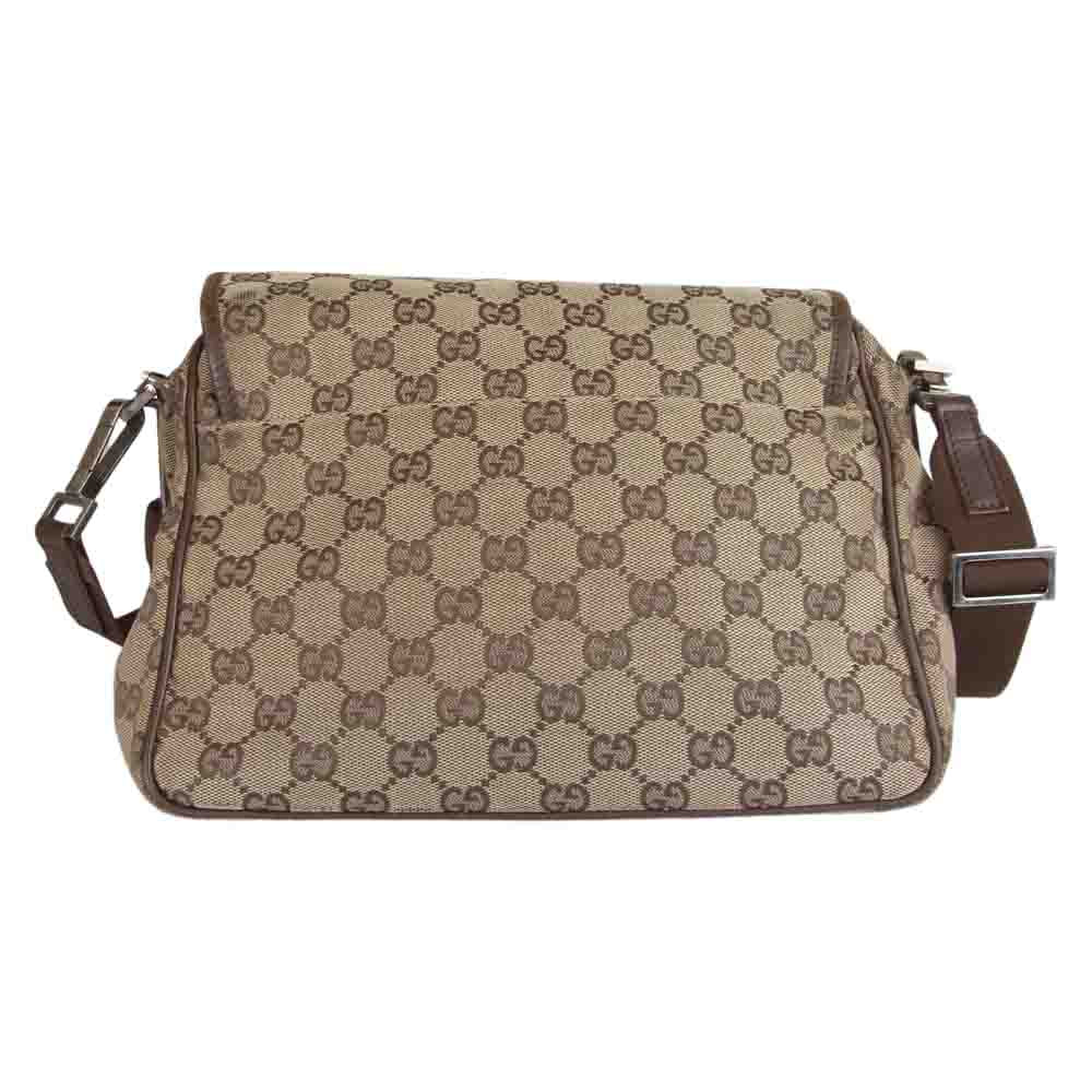 GUCCI グッチ 001553 GGキャンバス レザー フラップ ショルダー バッグ