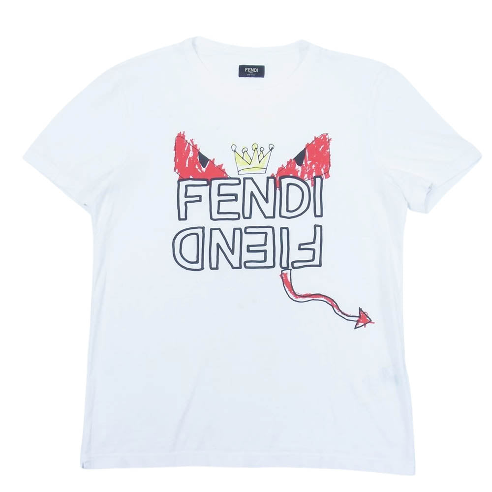 FENDI フェンディ モンスター プリント Tシャツ ホワイト系 L【中古