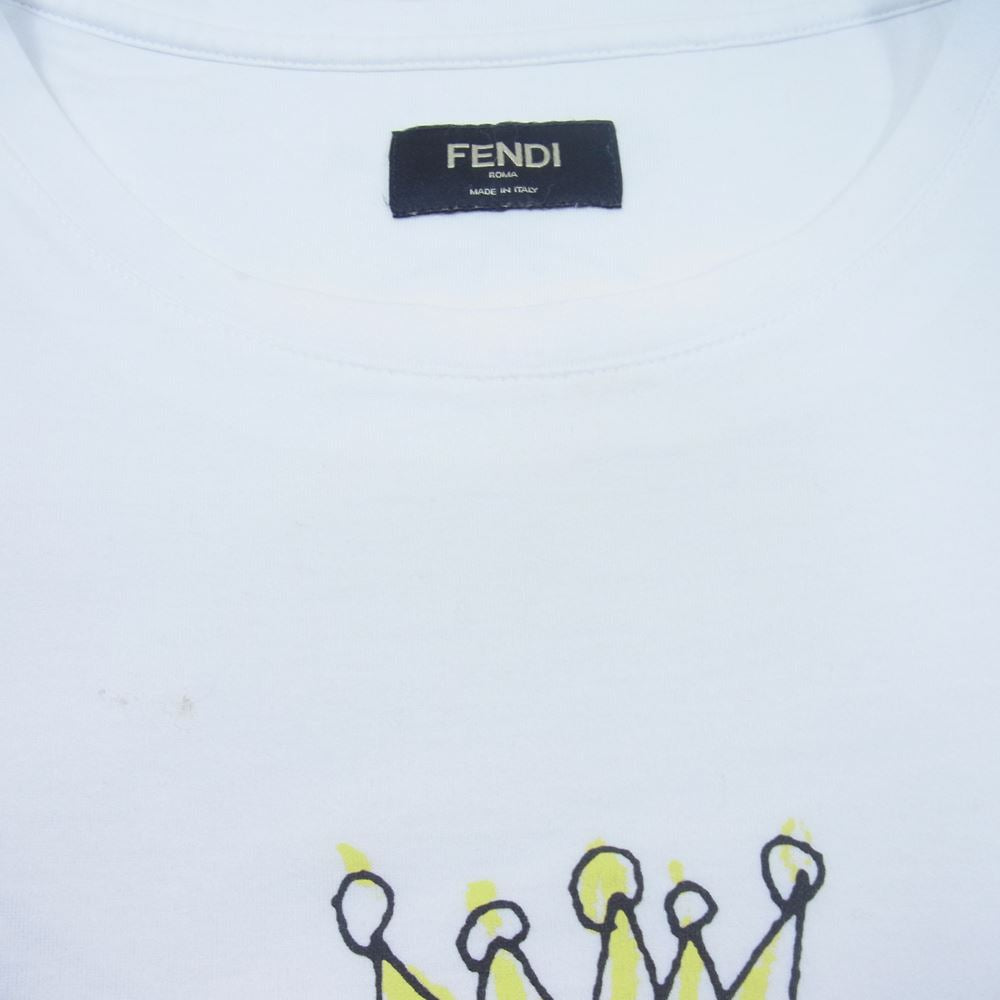 FENDI フェンディ モンスター プリント Tシャツ ホワイト系 L【中古