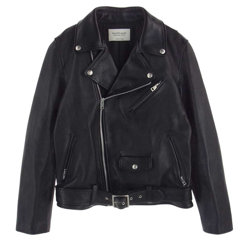 beautiful people ビューティフルピープル 1001402821 vintage leather THE a riders jacket  sheep leather ダブル ライダース ジャケット ブラック系 180(MEN M)【極上美品】【中古】