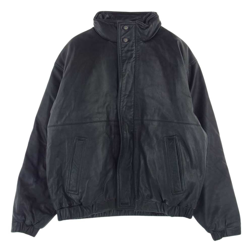 Eddie Bauer エディー・バウアー ヴィンテージ 90s 黒タグ 後期 レザー ダウン ジャケット ブラック系 L【中古】