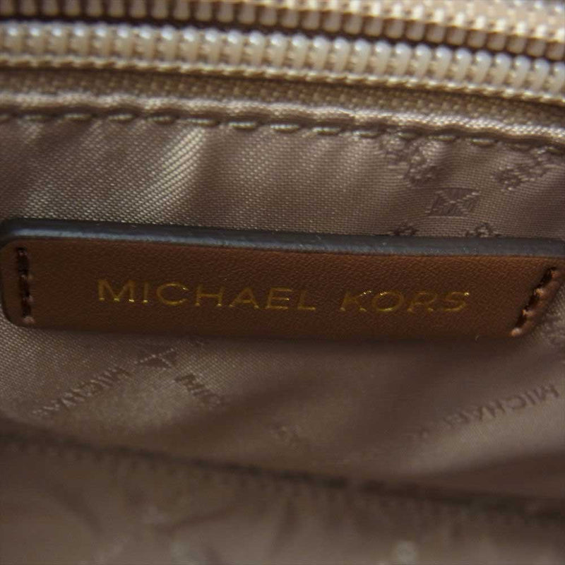 Michael Kors マイケルコース 35F2GM9S1B2605 MERCER MKシグネチャー トップジップ ベルテッド サッチェル スモール  2Way ハンド ショルダー バッグ ブラウン系 ホワイト系【新古品】【未使用】【中古】