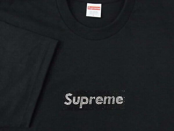 Supreme シュプリーム 国内正規品 納品書タグ付 未使用 19SS Swarovski Box Logo Tee スワロフスキー ボックスロゴ  Tシャツ 黒 L【極上美品】【中古】